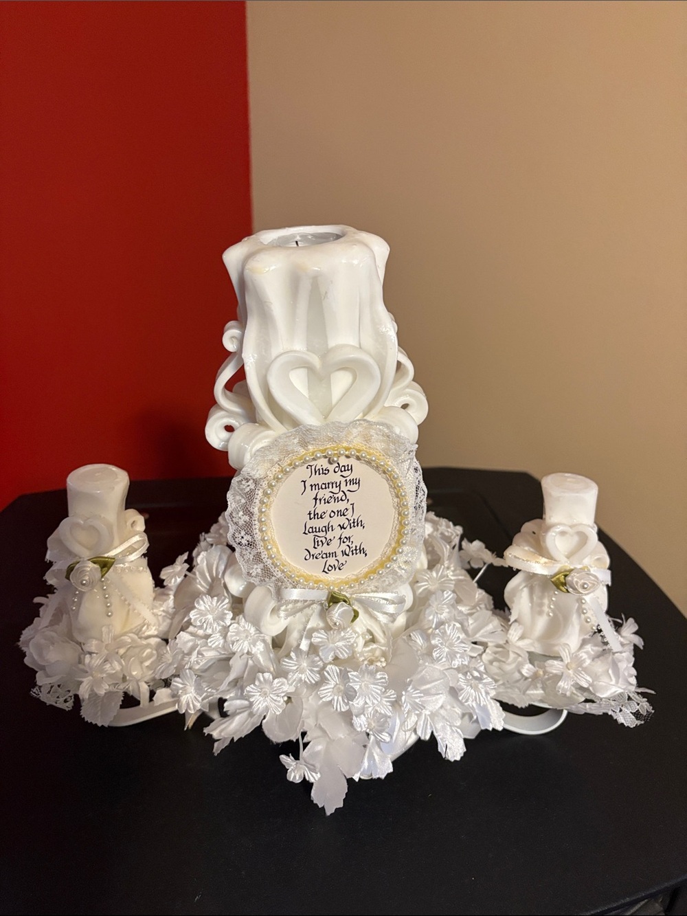 Elegant White Decorative Candle Centerpiece - Home Accents